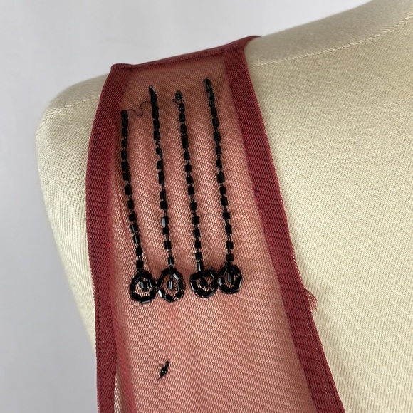 Free People Rust Sheer Mesh Boho Dress with Black Beading - Picture 4 of 13